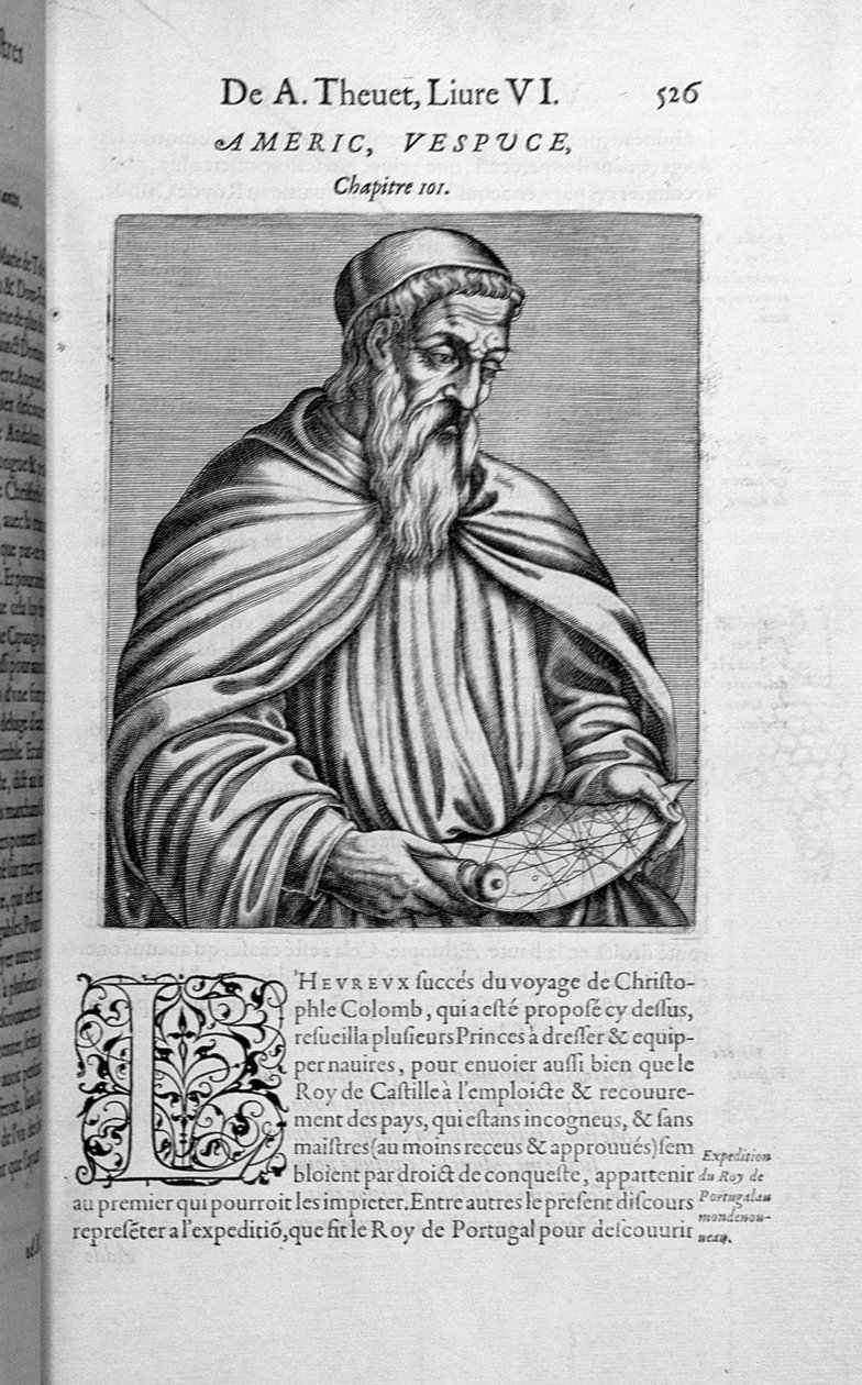 Portrett av Amerigo Vespucci (1454-1512) av French School