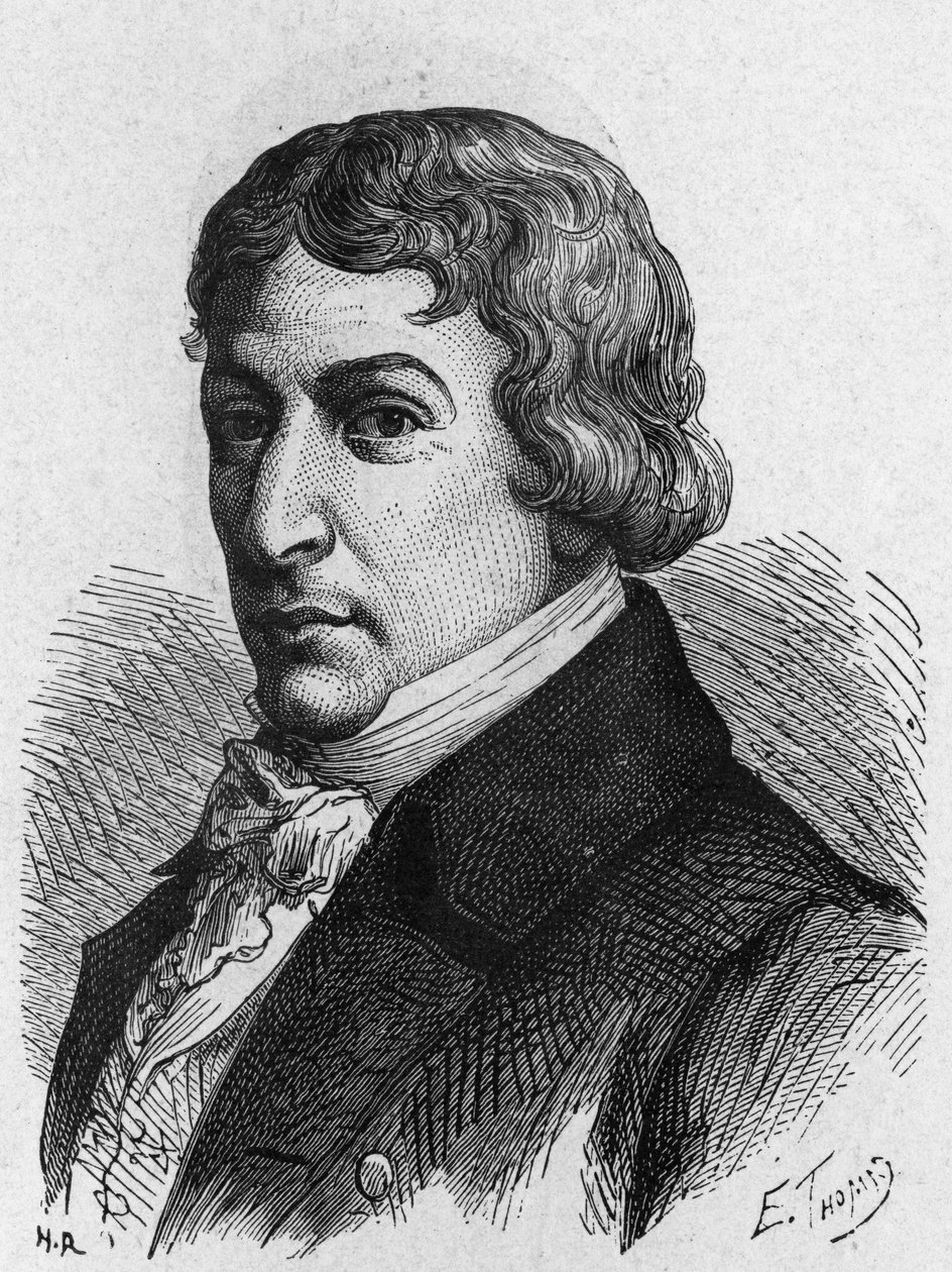 Portrett av Ami (Aime) Argand (1755-1803), sveitsisk fysiker. - i "" Album de la Science; berømte vitenskapsmenn; Grandes funn""" 1896. av French School