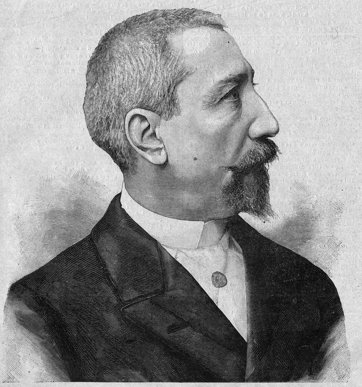 Portrett av Anatole France (1844-1924), fransk romanforfatter og poet, medlem av Academy Francaise. Gravering i «La gazette du dimanche»» av 6. februar av French School