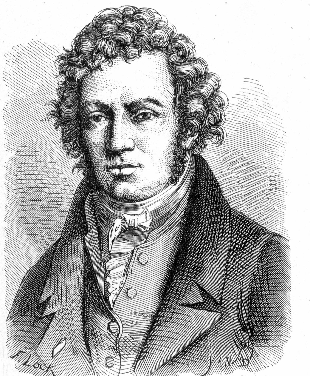 Portrett av André Marie Ampère (1775 - 1836), fransk fysiker - i "" Album de la Science; berømte vitenskapsmenn; Store funn""" 1896. av French School