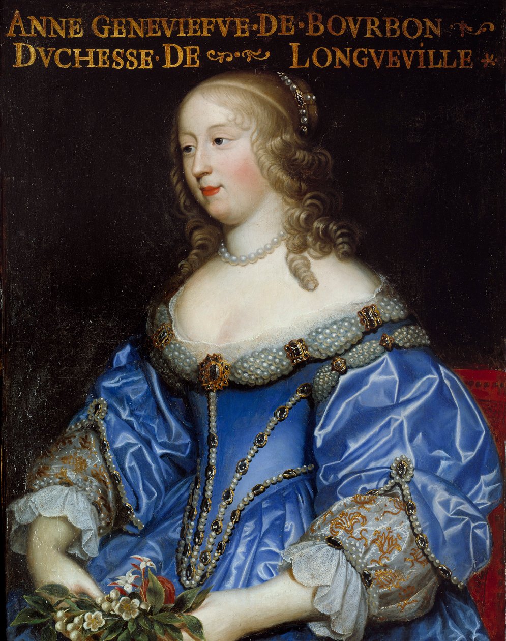 Portrett av Anne Genevieve de Bourbon Conde (Anne-Genevieve de Bourbon-Conde), hertuginne av Longueville (1619-1679) Maleri av den franske skolen av French School
