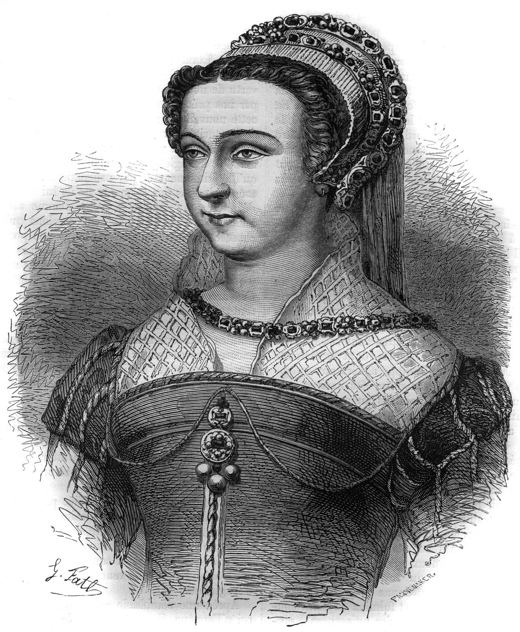 Portrett av Anne Oston, kjetter, elskerinne til pave Sixtus V (Felice Peretti kjent som Sixtus V eller Sixtus V eller Sisto V av French School
