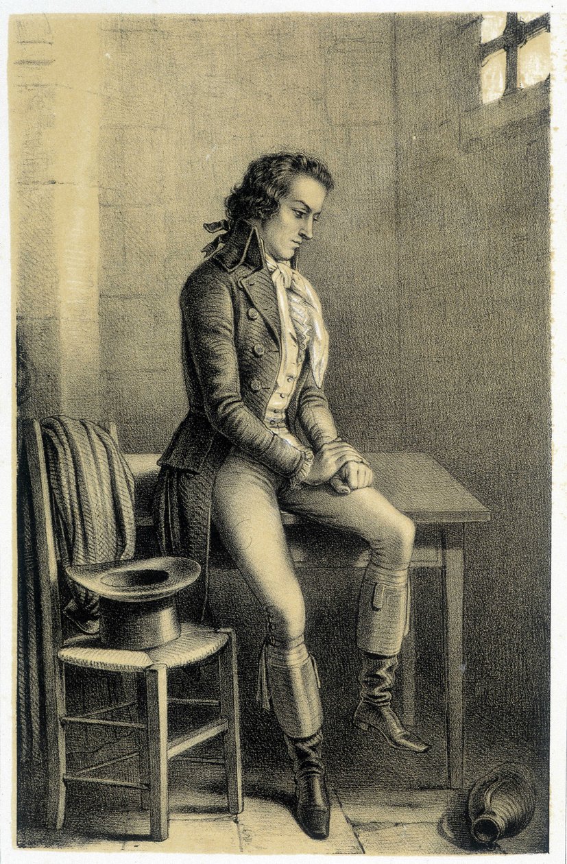 Portrett av Antoine Barnave (1761-1793), fransk revolusjonær fengslet. - i "Galerie historique de la Revolution Française" "av Albert Maurin, red. Paris 1843 av French School