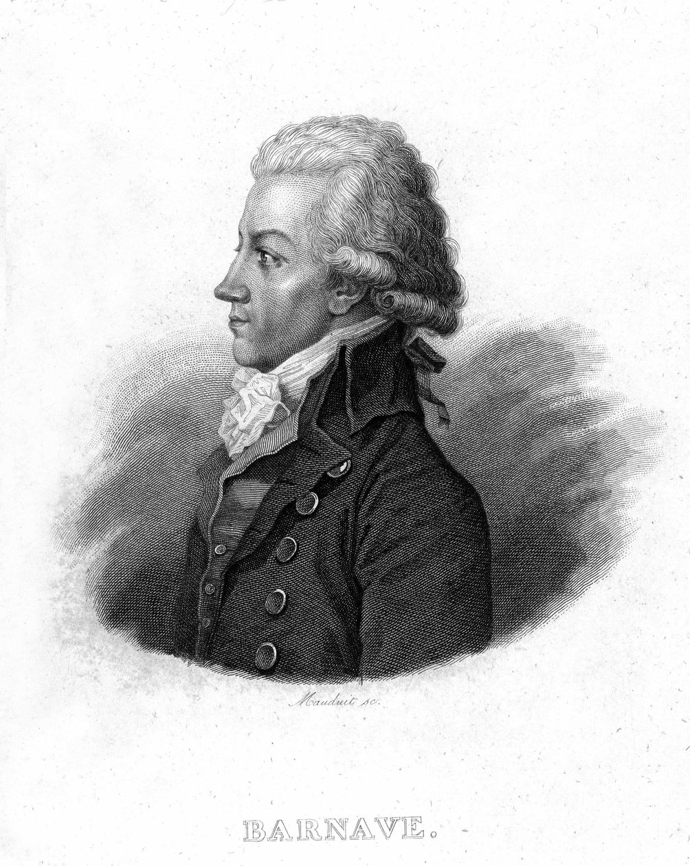 Portrett av Antoine Barnave (1761 - 1793), fransk revolusjonær - i "Revolution francaise"" av Thiers av French School