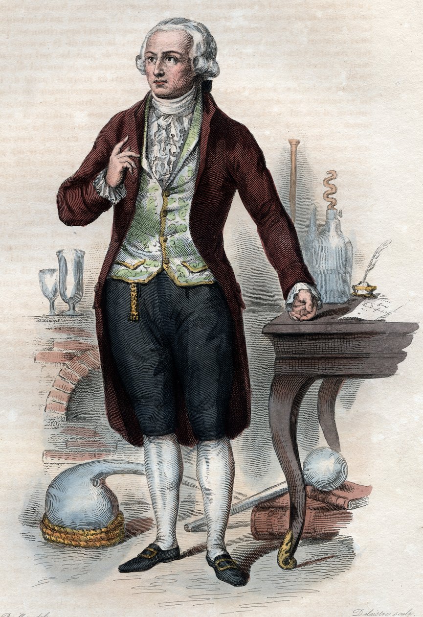 Portrett av Antoine Laurent de Lavoisier (1743-1794), fransk kjemiker. av French School