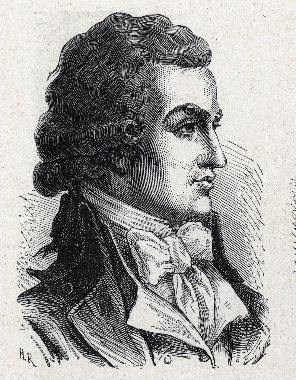 Portrett av Antoine Pierre Joseph Marie Barnave (1761-1793) fransk politiker. Gravering fra 1889. Privat samling. av French School