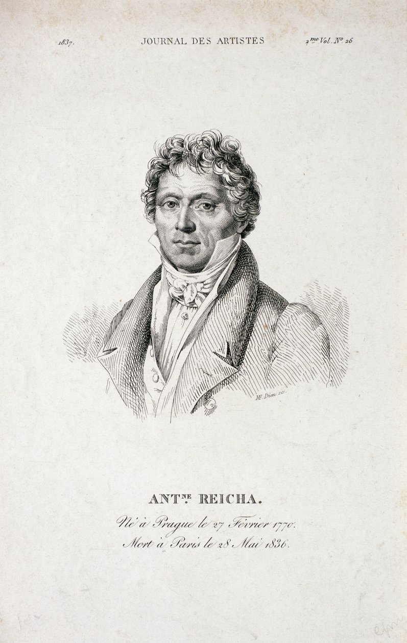 Portrett av Antoine Reicha (1770-1836) fra Journal des Artistes av French School