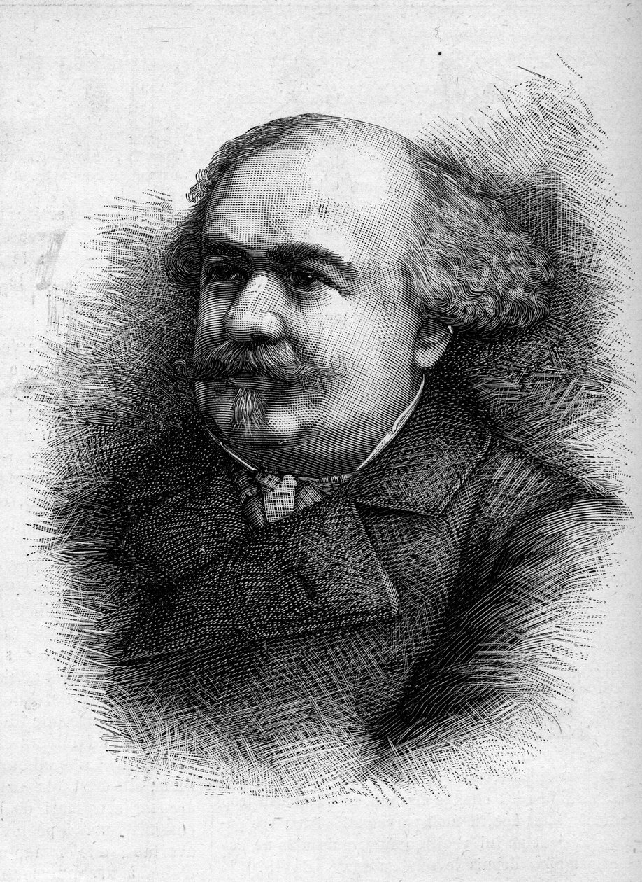 Portrait of Antoine “” Tony”” Revillon (1832-1898), French journalist and deputer. Engraving in “” Le Monde Illustré”” n°1276 of September 10 av French School