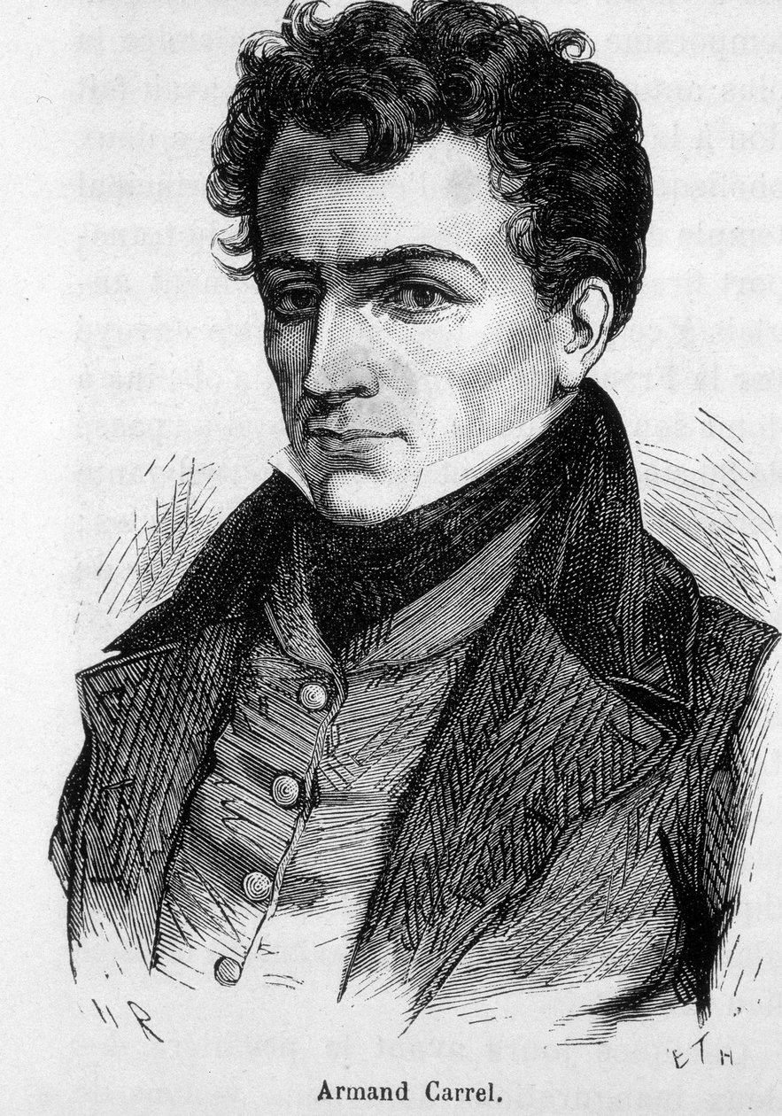 Portrett av Armand Carrel, fransk journalist og politisk forfatter (1800-1836). av French School