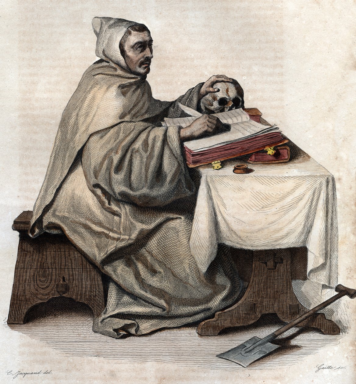 Portrett av Armand Jean le Bouthillier de Rance (1626-1700), fransk abbed og grunnlegger av trappistcistercienserne. av French School