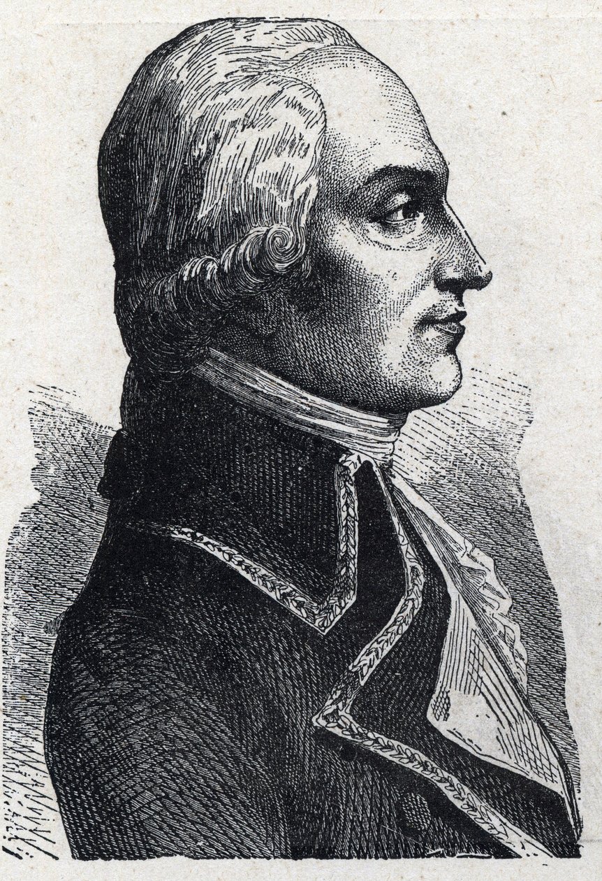Portrait of Armand Louis de Gontaut Biron military francais (1747-1793) Engraving of 1889. Private collection. av French School