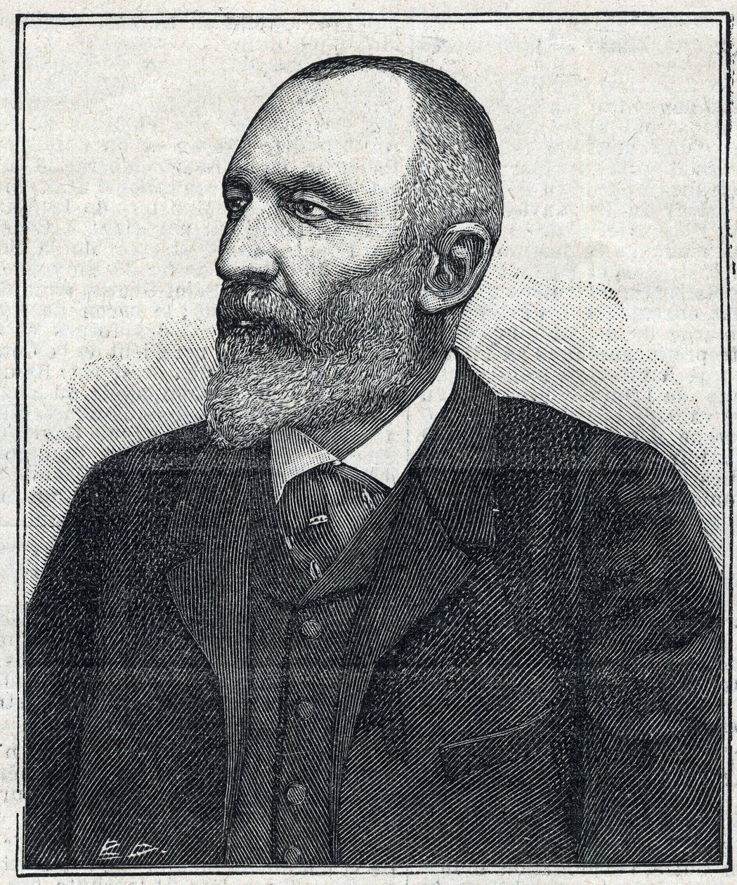 Portrett av Auguste Scherer-Kestner (Scheurer Kestner) (1833 -1899), kjemiker, industrimann og Alsace-politiker. Gravering fra 1897. Privat samling. av French School