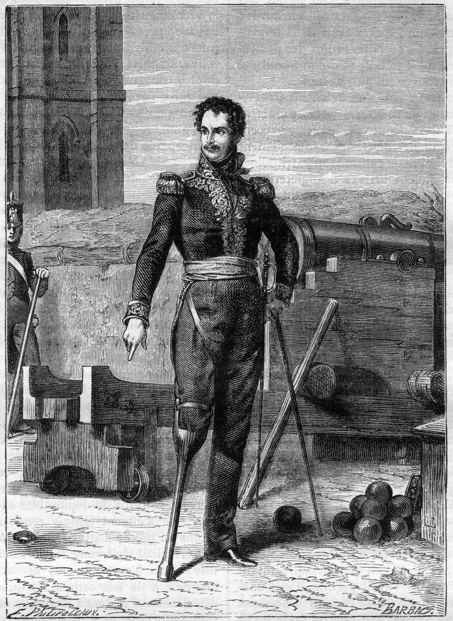 Portrett av baron Pierre Yriex Daumesnil (1776-1832) - Portrett av Pierre Yriex (Pierre-Yrieix) Daumesnil (1776-1832), fransk general - i "Histoire de l