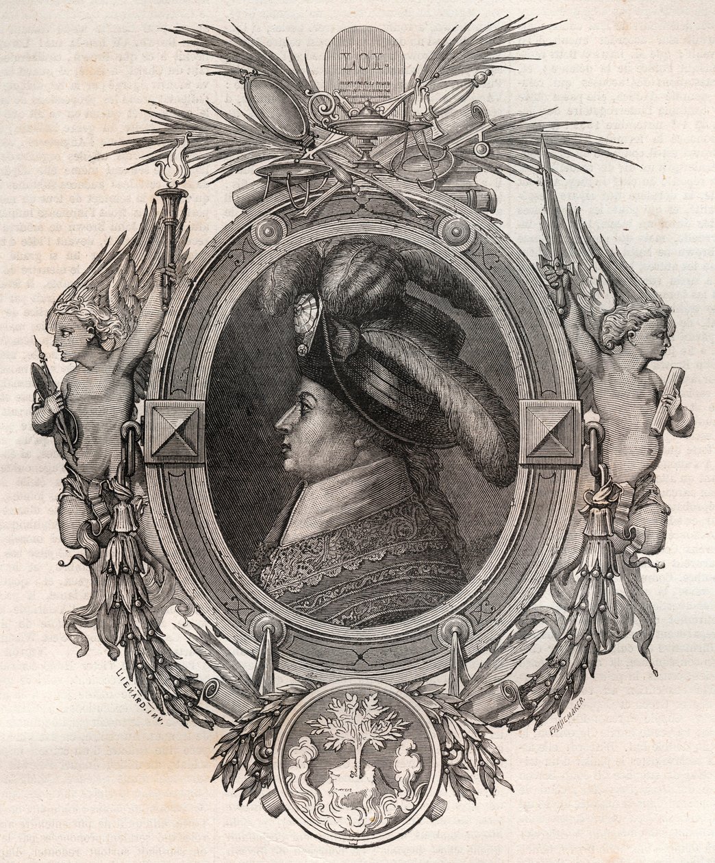 Portrett av Barthelemy Francois Marie (Marquis) (1747-1830) (Balthazar Francois, Marquis of Barthelemy) - gravering i "" Nouvelle Nationale Encyclopedia"" av Maurice La Charest - 1870 - av French School
