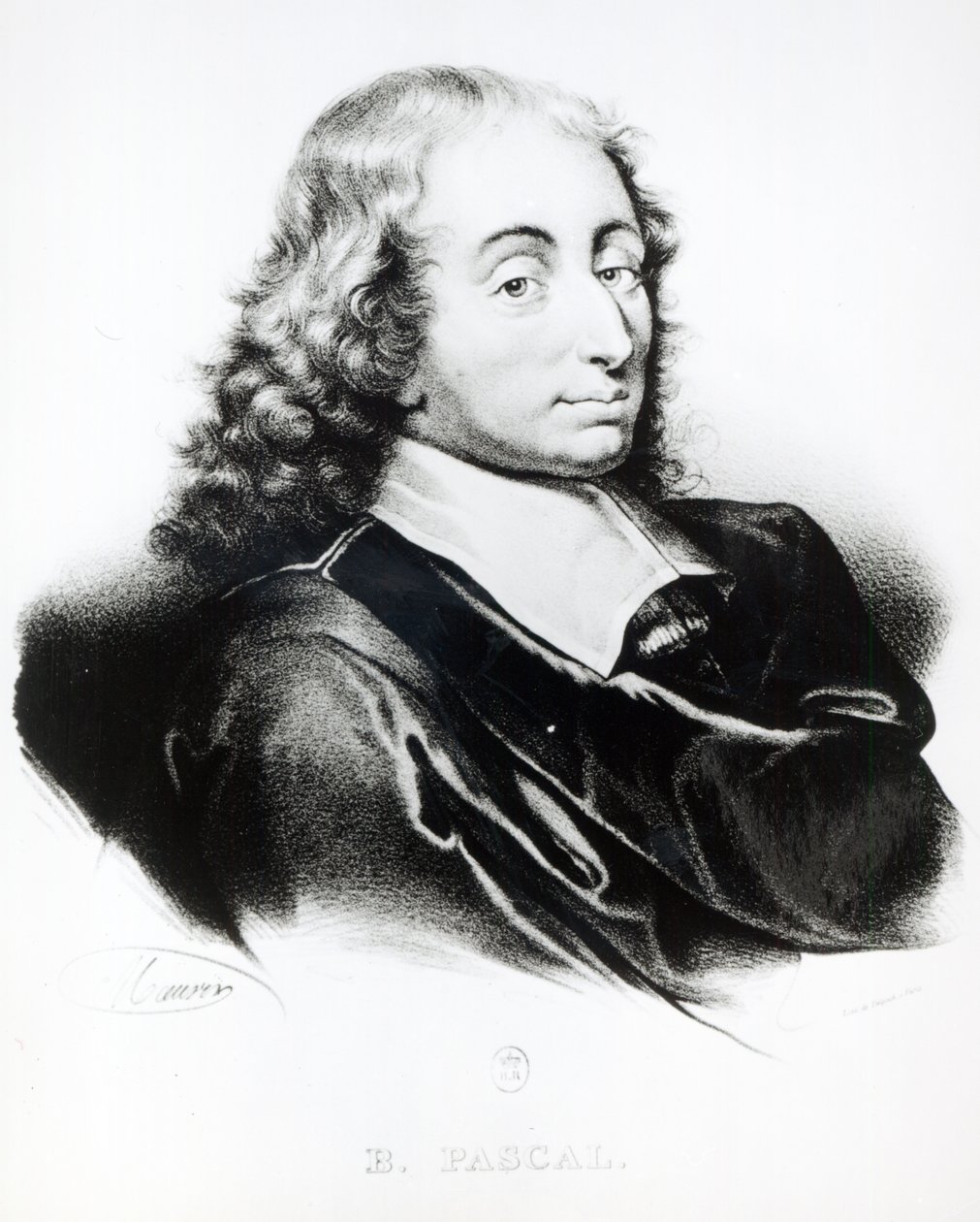 Portrett av Blaise Pascal (1623-62) gravert av Francois Seraphin Delpech (1778-1825) av French School