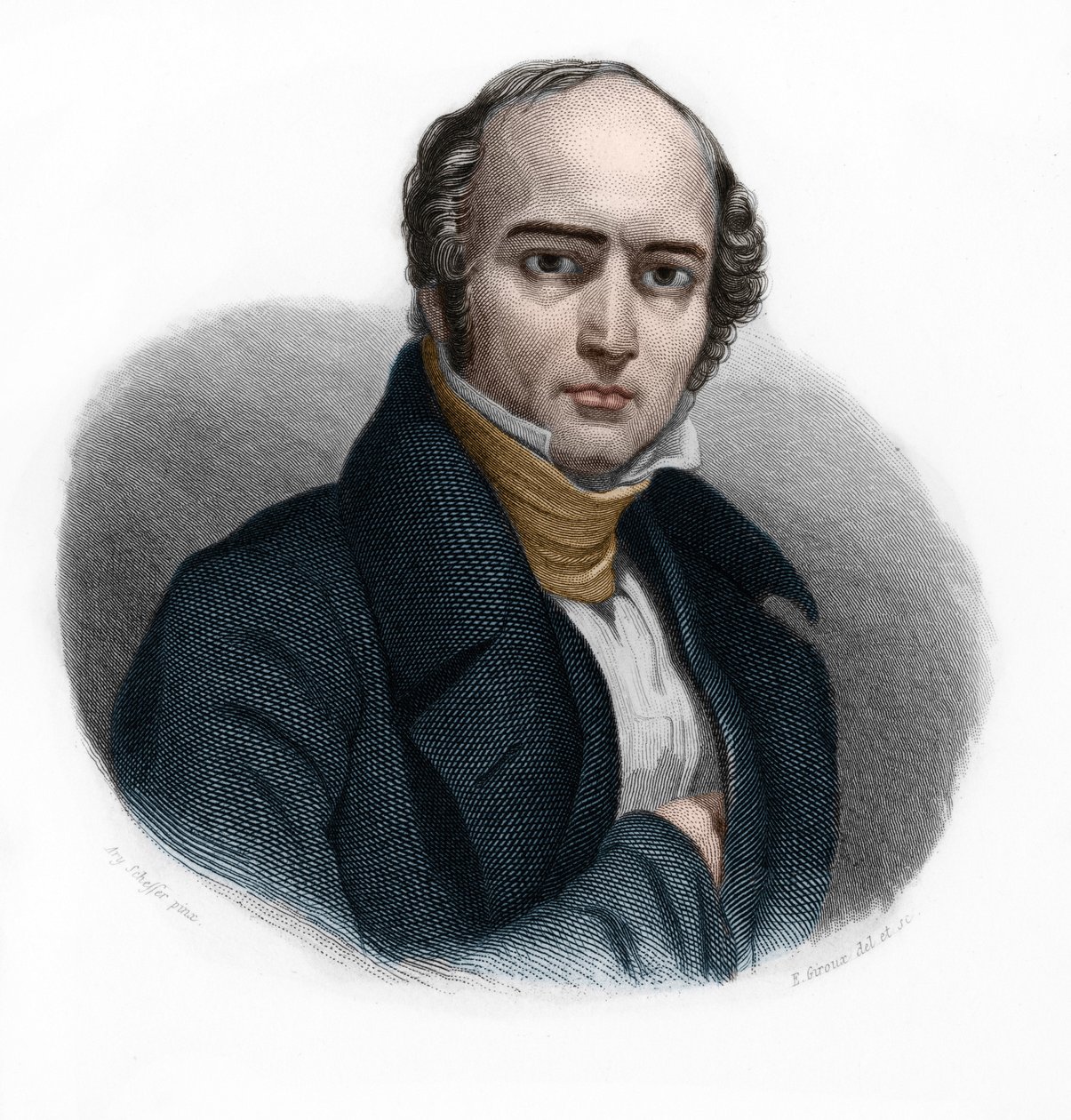 Portrett av Camille Hyacinthe Odilon Barrot (1791-1873), fransk politiker. i "" LIBRE DES SPEAKERS"" av Louis de Cormenin Timon. 1842. Privat samling. av French School