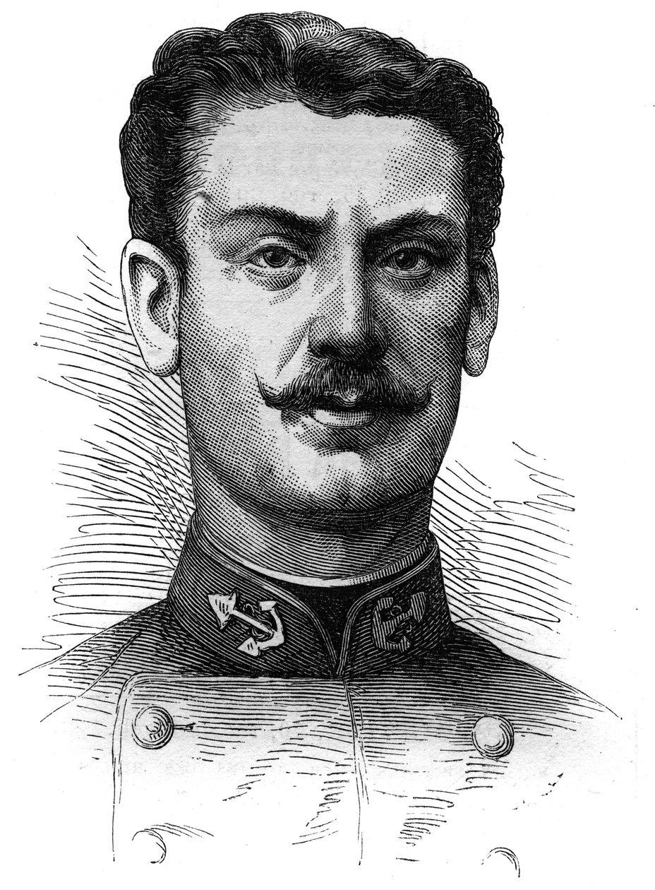 Portrait of Captain Joseph Gallieni (1849-1916), French soldier and explorer. Engraving In “” Le Monde Illustré”” n°254 of 9 April 1881. av French School