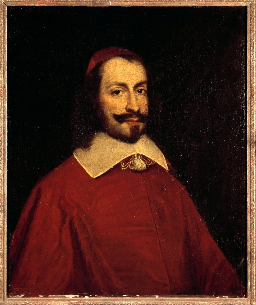 Portrett av kardinal Jules Mazarin (1602-1661) (Giulio Raimondo Mazzarino eller Mazarino) Maleri av den franske skolen på 1600-tallet Sun. 0,74x0,6 m versailles, slottets museum av French School