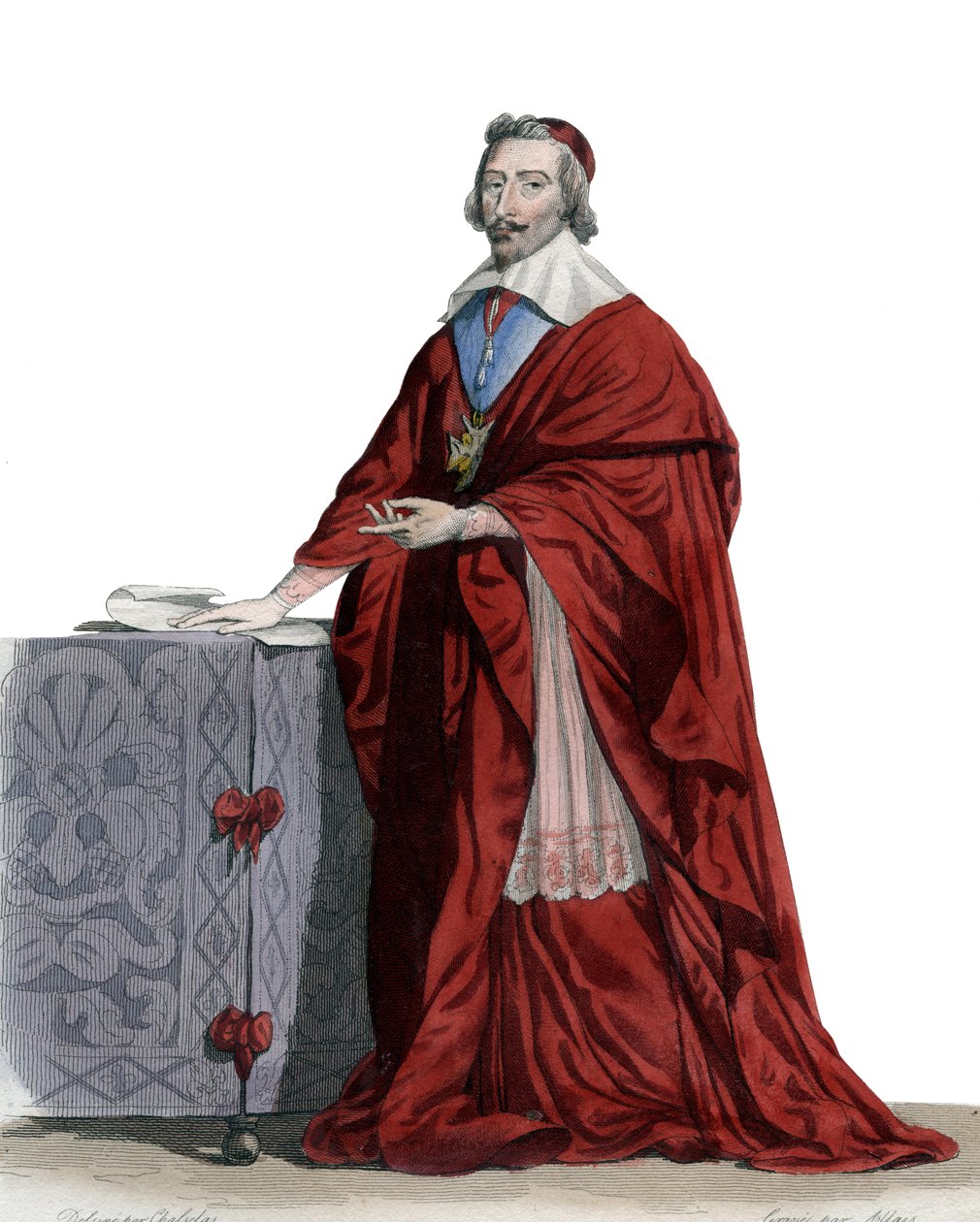 Portrett av kardinal Richelieu (Armand Jean du Plessis) (1585-1642), fransk prest, adel og statsmann. av French School