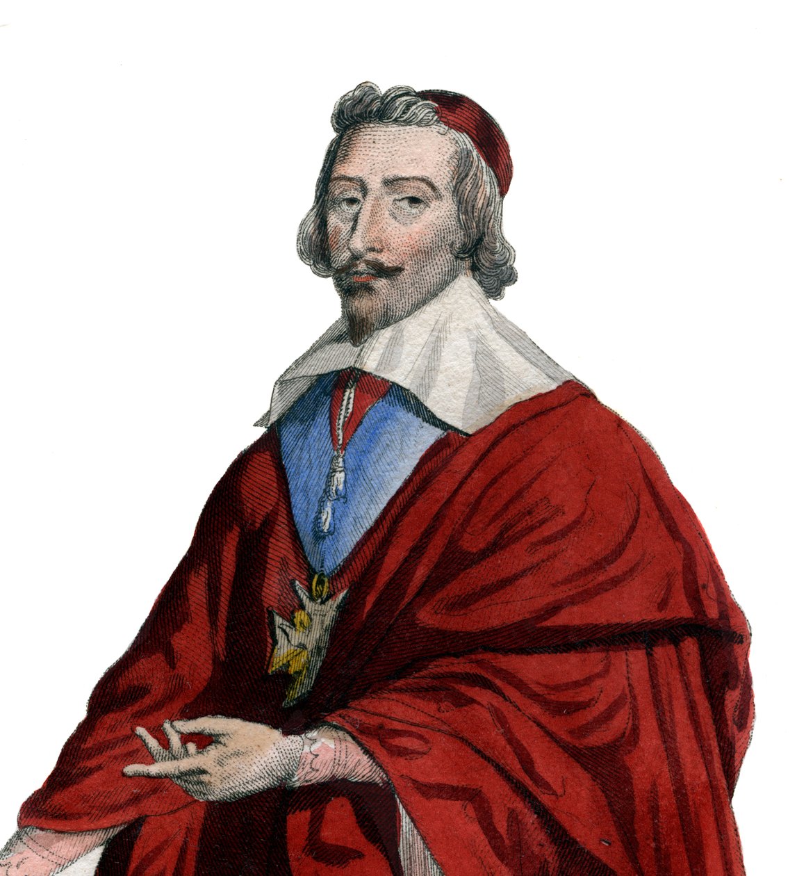Portrett av kardinal Richelieu (Armand Jean du Plessis) (1585-1642), fransk prest, adel og statsmann. av French School