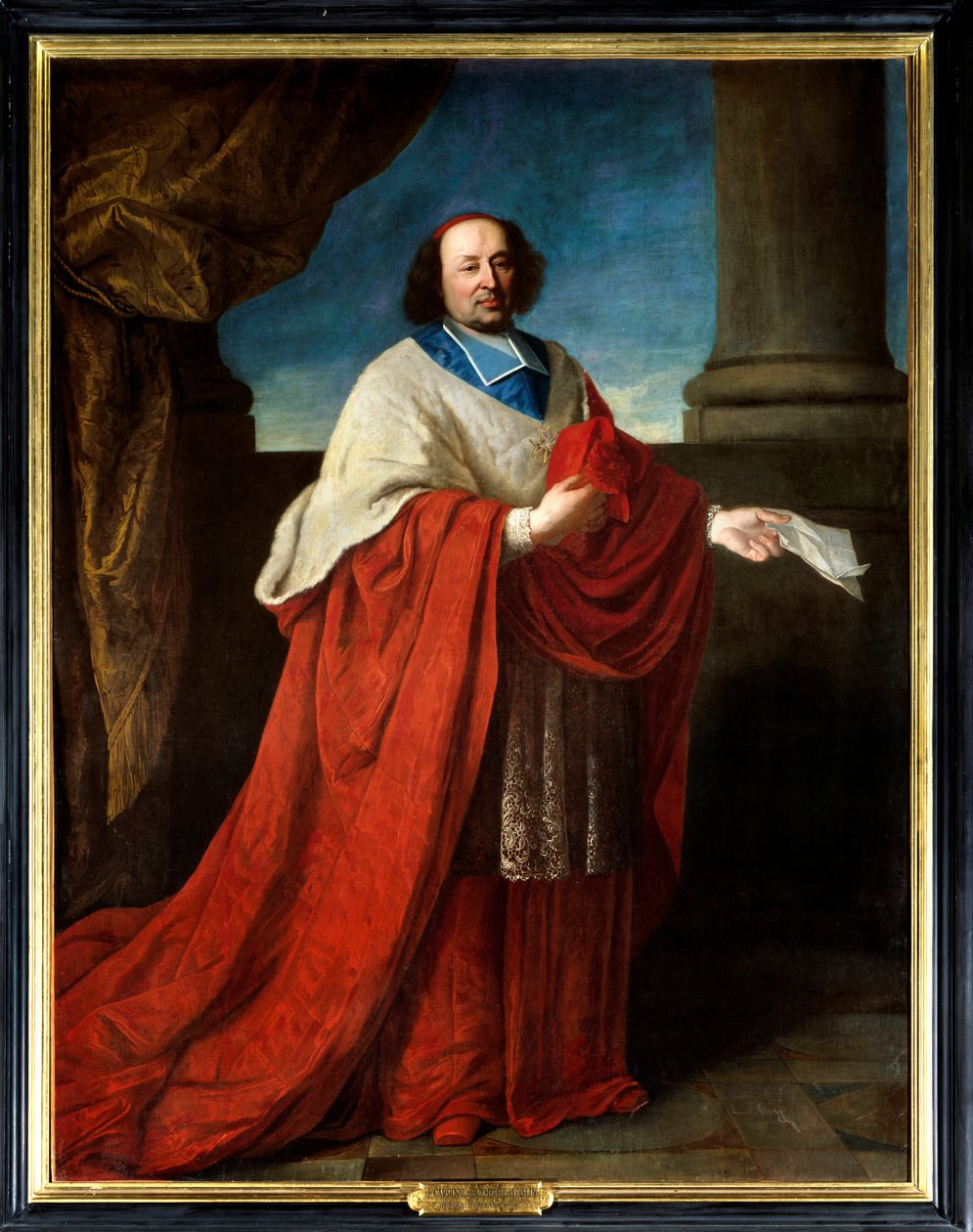 Portrett av kardinal de Cambout de Coislin (1636-1706) biskop av Orleans, Prior av Longpont. Anonymt maleri fra 1600-tallet. Olje på lerret. Obligatorisk omtale: Sully sur Loire, Chateau de Sully - Portrett av kardinal de Cambout de Coislin (1636-1706) av French School