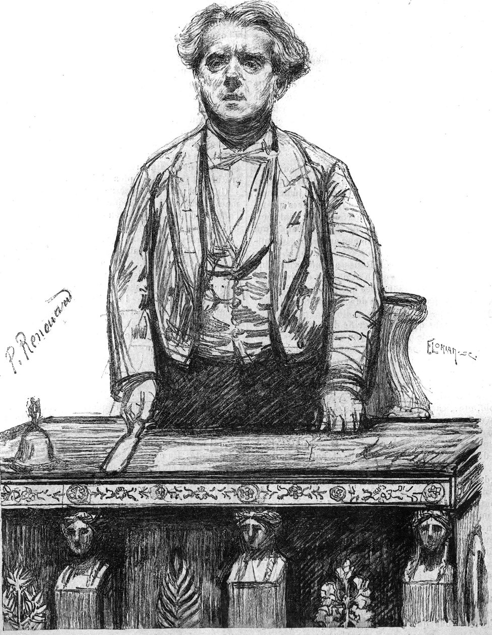 Portrett av Charles Floquet (1828-1896), fransk advokat og politiker. Gravering i «La gazette du dimanche»» av 16. januar av French School