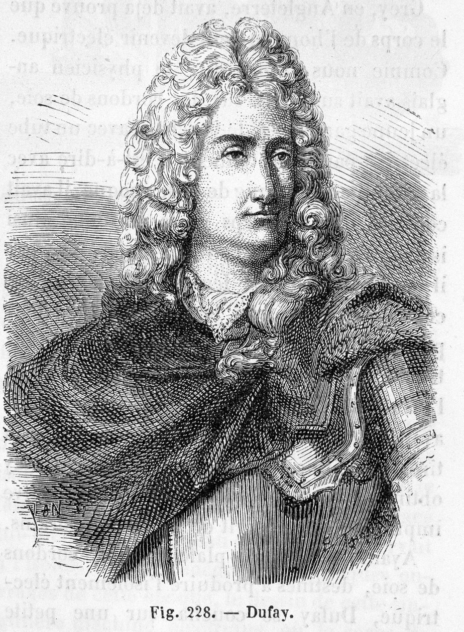 Portrett av Charles François Du Fay (Dufay?) (1698 - 1739), fransk kjemiker og fysiker - i "Histoire de France" av Henri Martin av French School