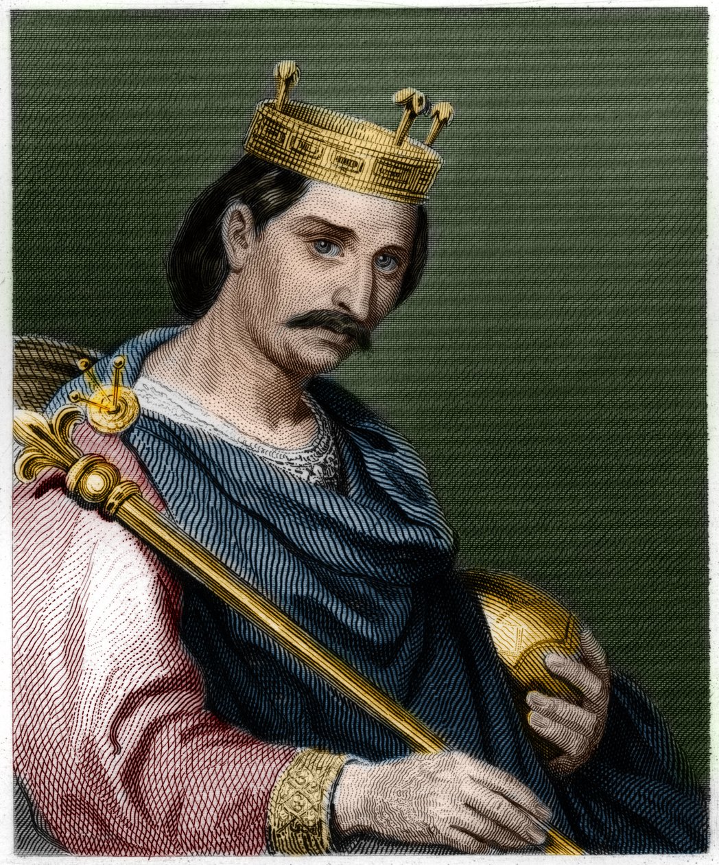 Portrait of Charles II the Bald (823 - 877), King of France - in “Histoire des Francais”” by Lavallee, engraving, sd. av French School