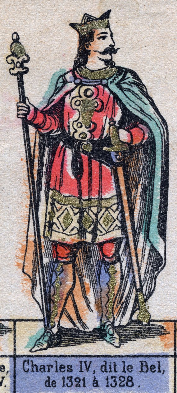 Portrett av Charles IV av Frankrike, kjent som Charles the Bel (1294-1328) (kapeternes dynasti). Illustrasjon sent på 1800-tallet. av French School