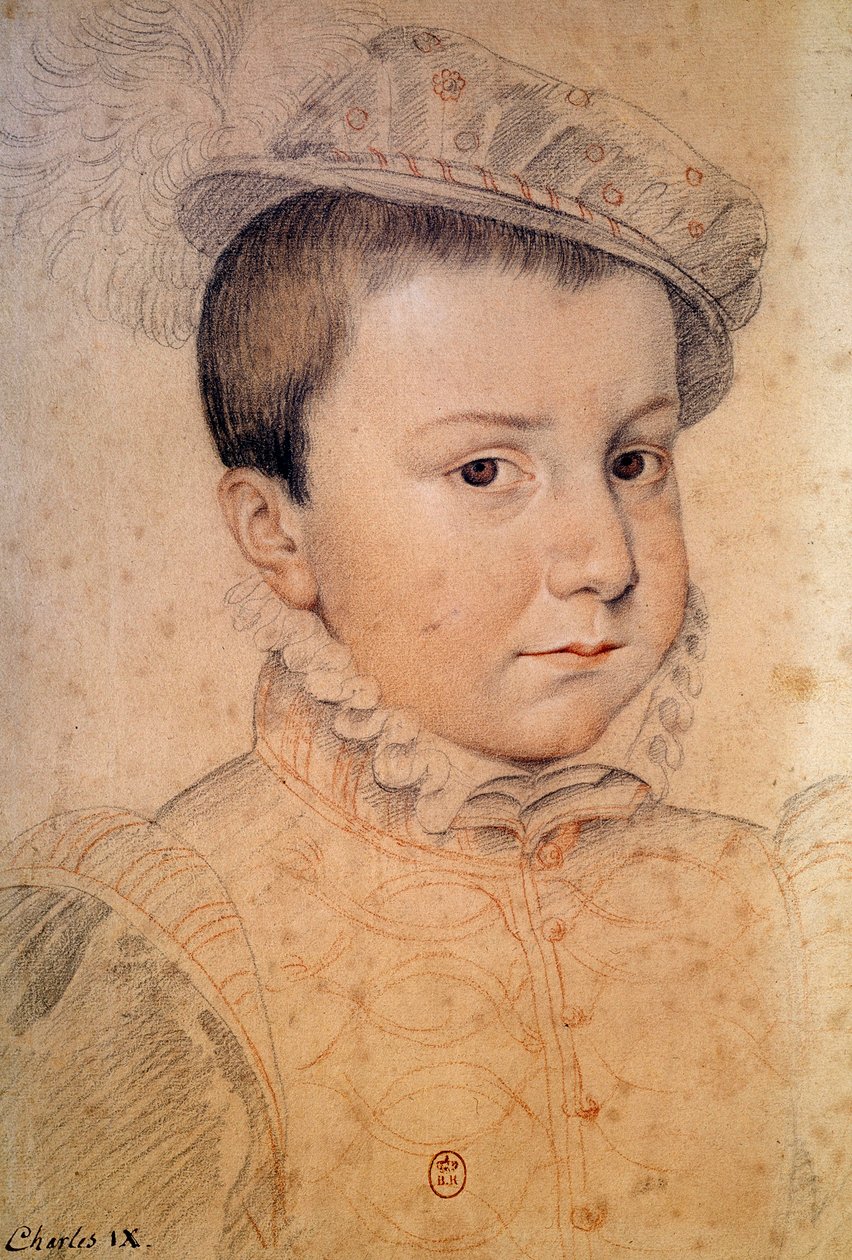 Portrett av Charles IX-barn (1550-1574). Anonym tegning av den franske skolen av French School