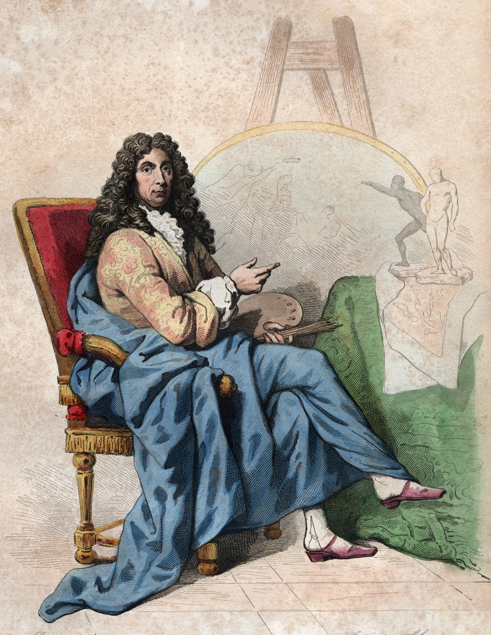 Portrett av Charles Lebrun (Le Brun) (1619-1690), fransk maler og kunstteoretiker. av French School