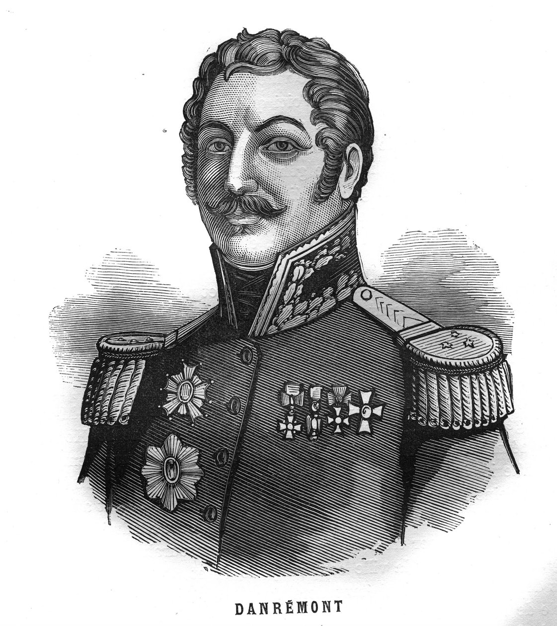 Portrait of Charles Marie, Count Denys of Damremont (1783-1837), French general. Engraving in “Les Illustrations De L