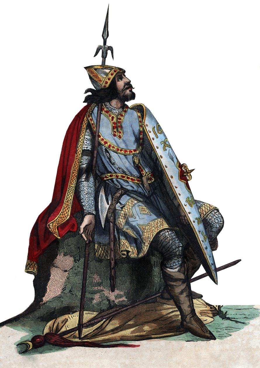 Portrett av Charles Martel (688-741), frankisk militær og politisk leder. av French School