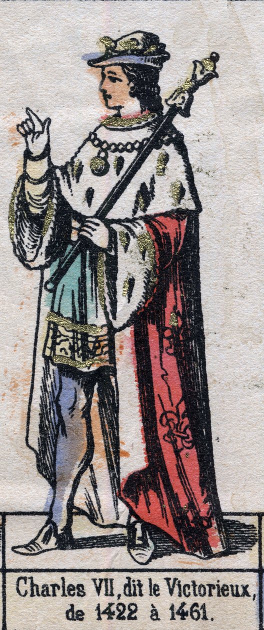 Portrait of Charles VII of France, known as Charles the Victorious or Charles the Good Served (1403-1461) (Capetian dynasty). Illustration late 19th century. av French School