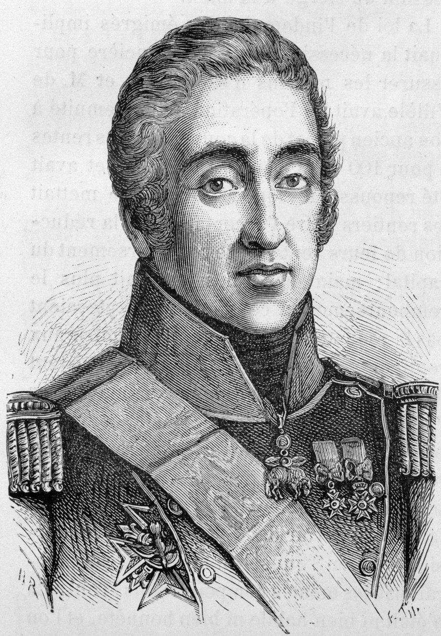 Portrett av Charles X, konge av Frankrike (1757 - 1836) - i "" The History of France"" av Henri Martin av French School