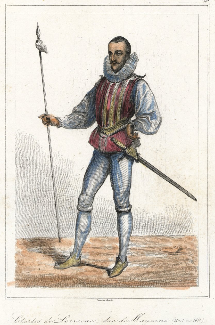Portrett av Charles de Lorraine, hertug av Mayenne (1554 - 1611), fransk prins. Etter Henri, hertugen av Guise, var han leder av ligaen (1589). av French School