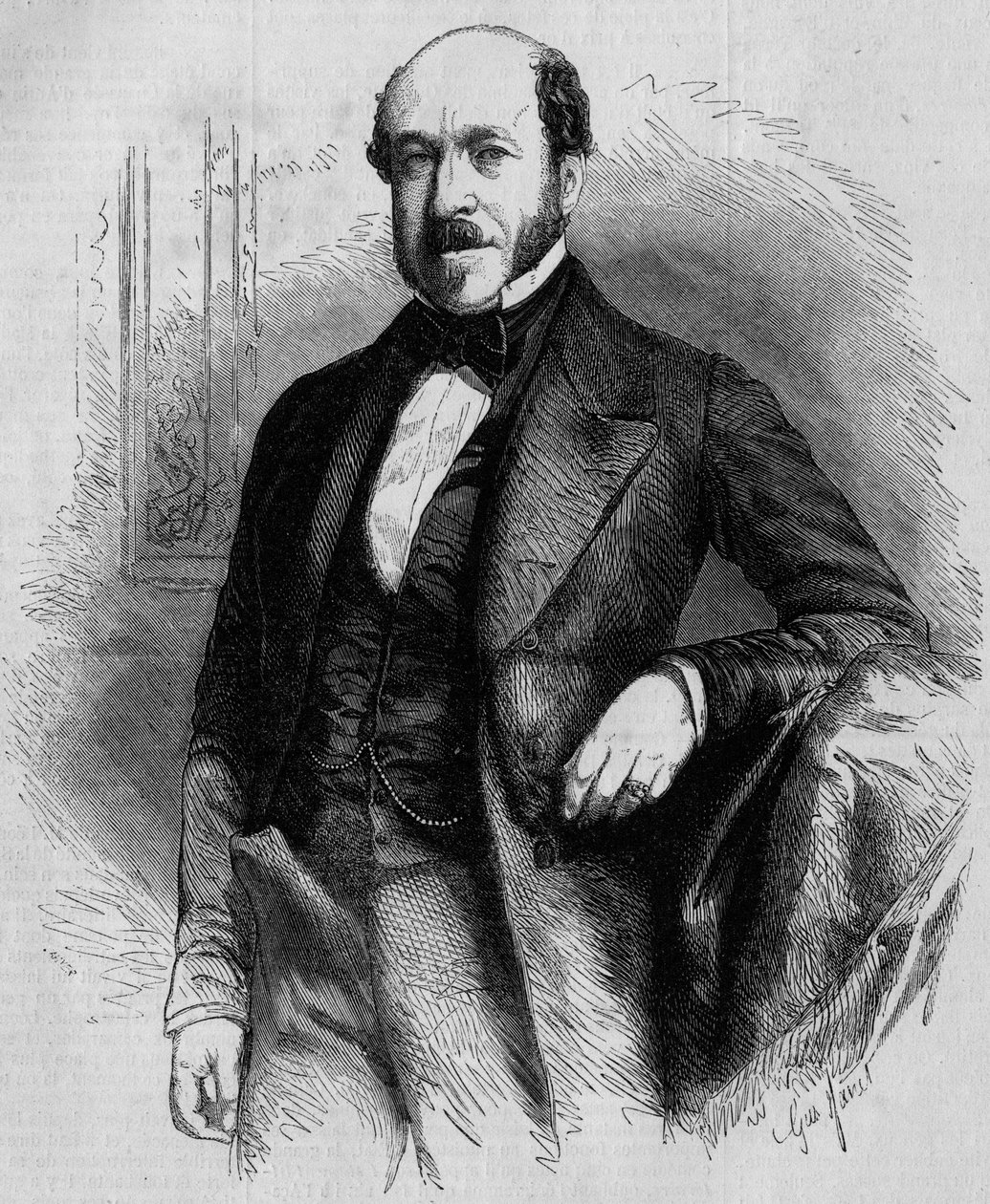 Portrett av Charles de Morny (1811-1866), fransk politiker, president for Corps Legislatif under det andre imperiet. Gravering i "" Le Monde Illustré"" nr. 33 av 28. november 1857. av French School