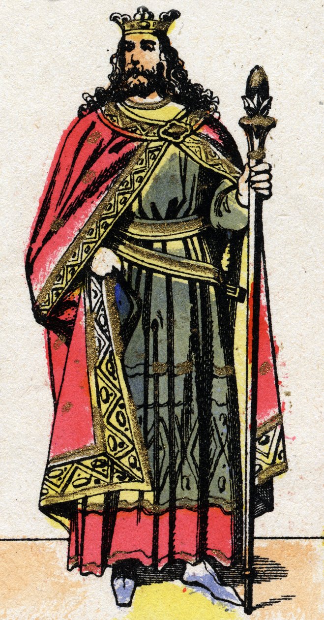 Portrett av Childebert II (v. 570 - 596), konge av Austrasia. av French School