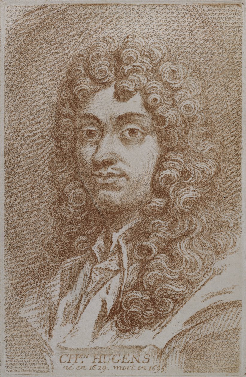 Portrett av Christian Huygens (1629-95) fra Histoire des Mathematiciens av Alexandre Saverien, midten av 1700-tallet av French School