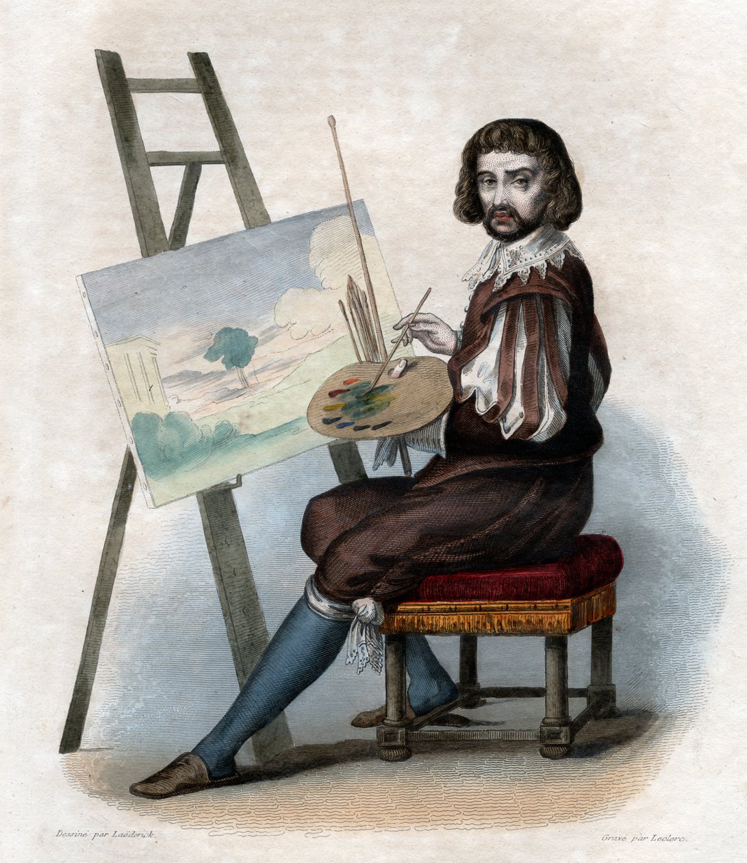 Portrett av Claude Gellee kalt Le Lorrain (1600-1682), fransk maler. av French School