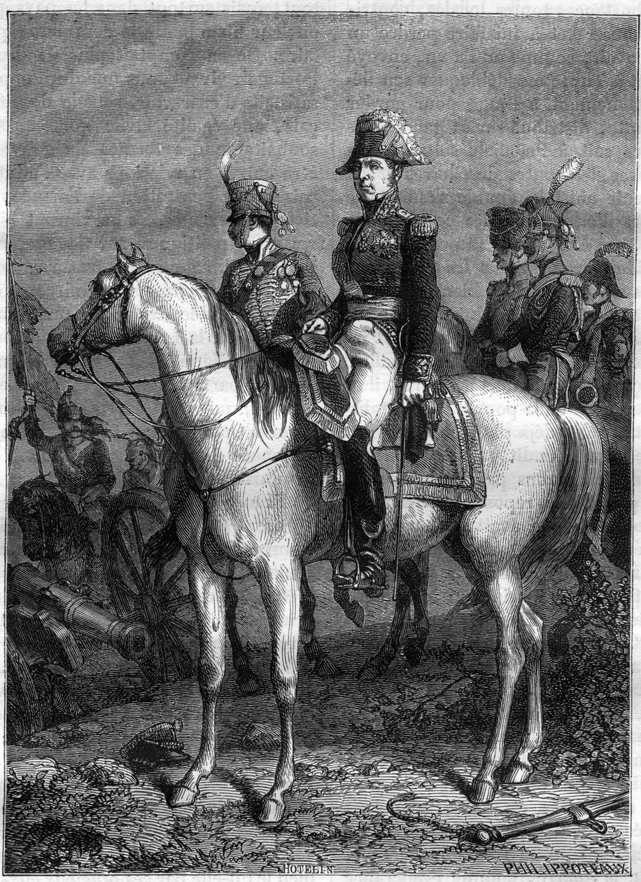 Portrett av Claude Victor Perrin, dit Victor - marechal of Empire (1807), kåret til hertug av Bellune i 1808 - i "History of the empire following the history of the consulat" av Adolphe Thiers - 1879 - privat samling av French School