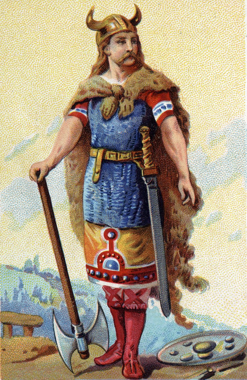 Portrett av Clodion, kjent som Le Chevelu, kongen av frankene fra 428a 448. Kromolitografi rundt 1890. av French School