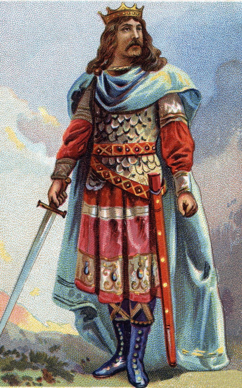 Portrait of Clotaire (Clothaire) IV, king of the Francs from 716 to 718. Chromolithography around 1890. av French School