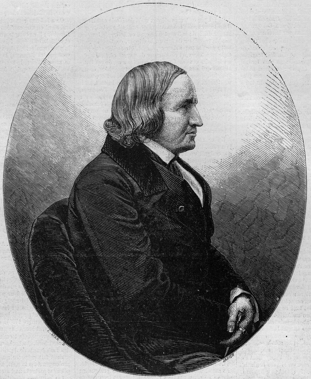 Portrait of Count Alfred de Vigny (1797-1863), French writer and poet. Engraving in “” Le Monde Illustré”” n°36 of 19 December 1857. av French School