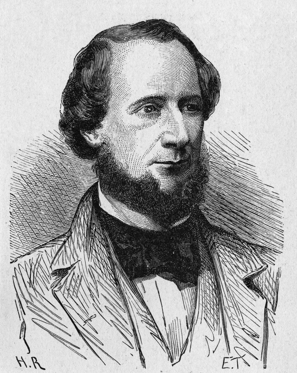 Portrait of Cyrus West Field (1819 - 1892), American industrialist - in “” Album of Science; illustrious scholars; Great Discoveries””” 1896. av French School