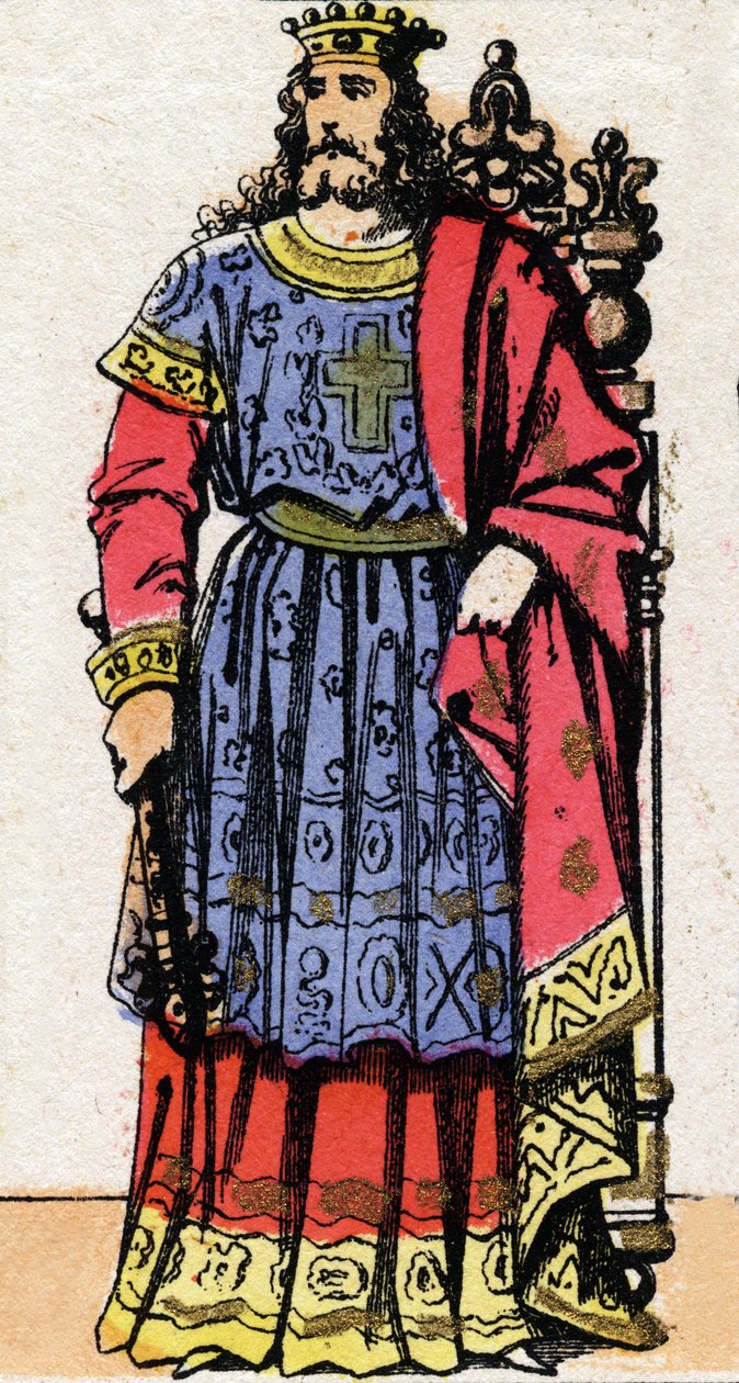 Portrett av Dagobert 1. (v.600-639) konge av Austrasia (623 til 629), konge av alle frankere (629 til 634), konge av Neustria og Burgund (634 til 639). av French School