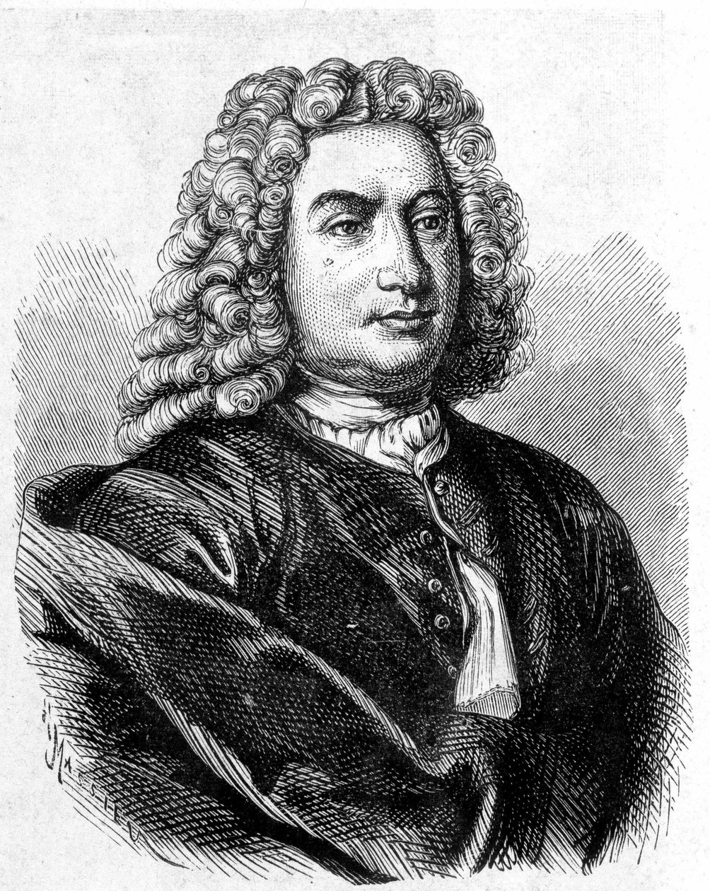 Portrett av Daniel Bernouilli (Bernoulli) (1700 - 1782), sveitsisk matematiker og fysiker - i "Album de la Science; berømte vitenskapsmenn; Grandes funn""" 1896. av French School