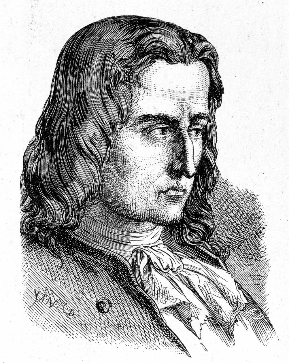 Portrett av Denis Papin (1647 - 1714) - i "" Album of Science; berømte lærde; Grandes funn""" 1896. av French School