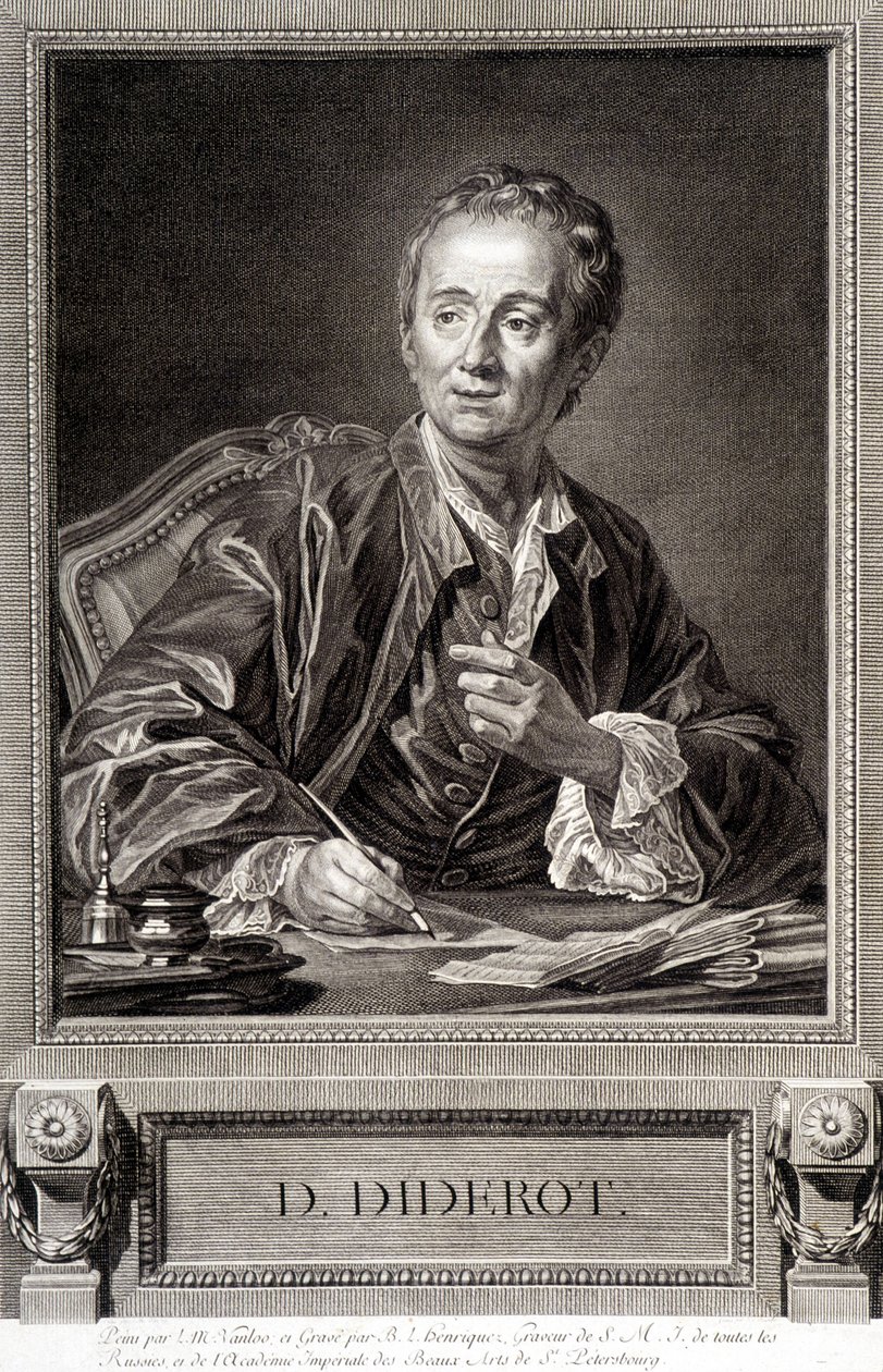 Portrett av Diderot fra Encyclopedia of Diderot and Alembert av French School