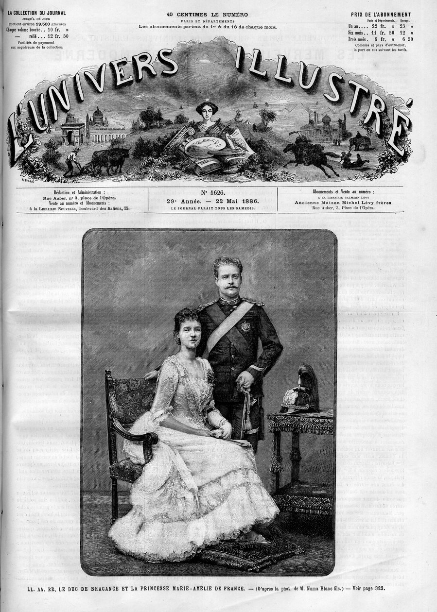 Portrett av hertug Charles Ferdinand av Bragance (1863-1908) og prinsesse av Frankrike Marie Amelie d